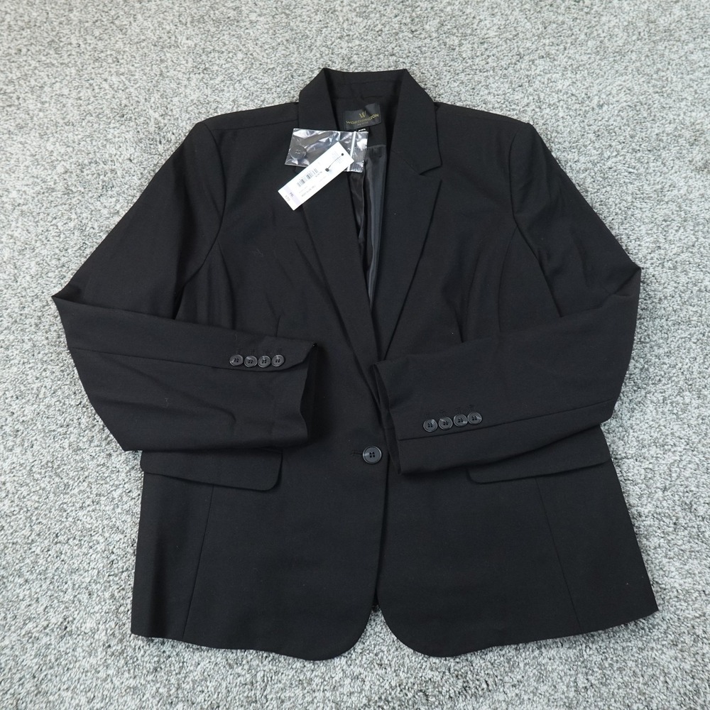 NEW Worthington Blazer Womens PXL Black One Button Suit Jacket Sport Coat Career